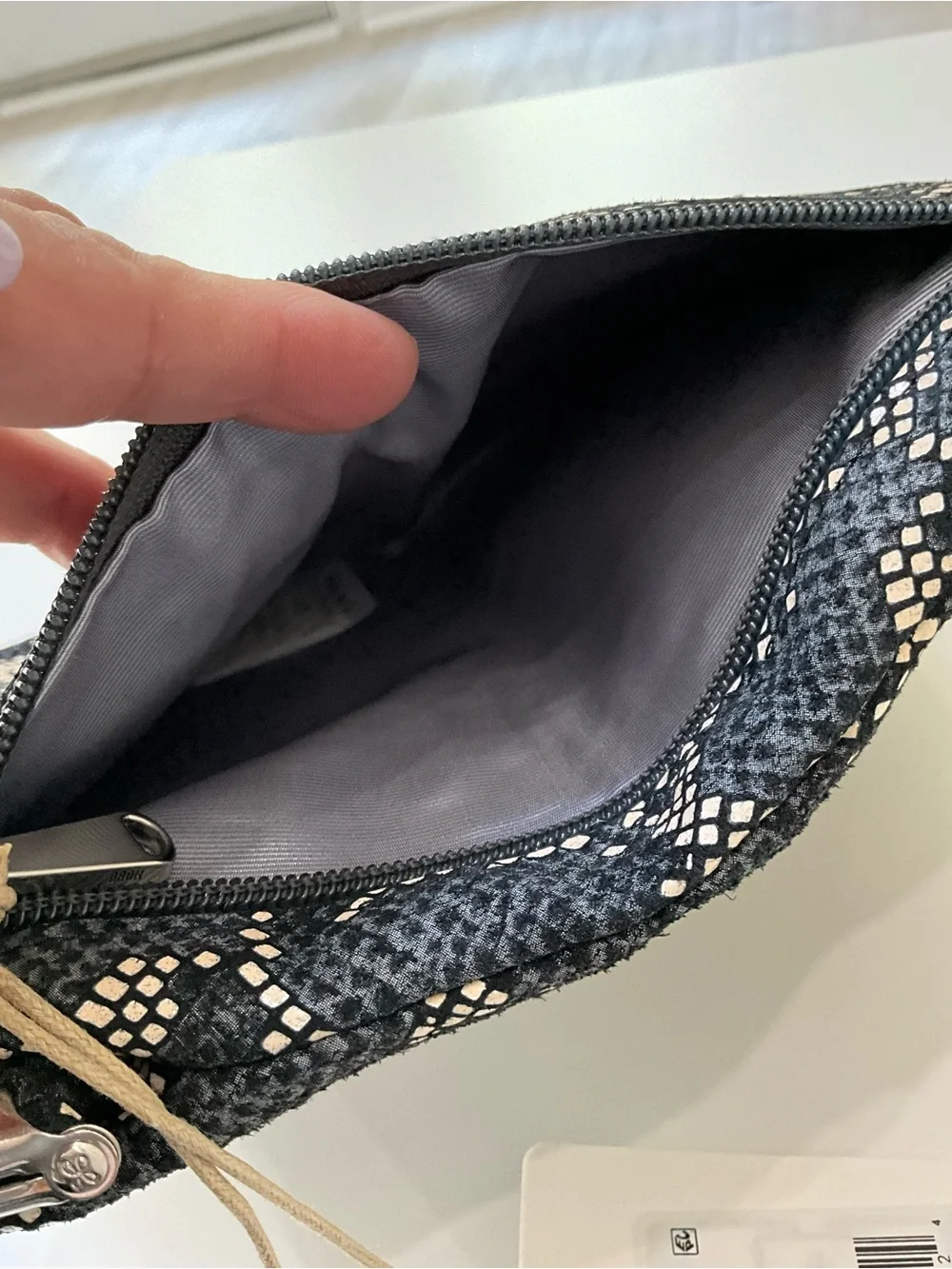 HOBO Lauren Black Snakeskin Print Leather Double Frame Clutch Wallet NWT